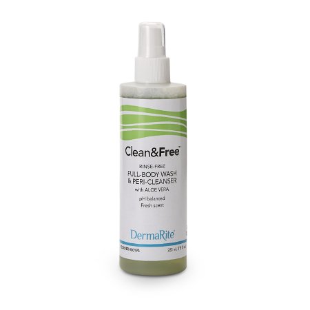 DermaRite Industries Rinse-Free Shampoo and Body Wash Clean & Free® 7.5 oz. Pump Bottle Scented - Case of 48 - 00193-CS