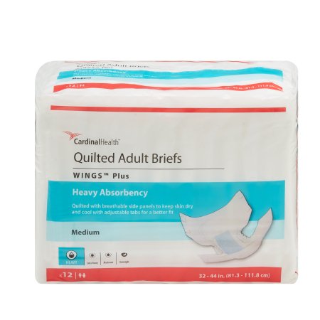 Cardinal Unisex Adult Incontinence Brief Wings™ Medium Disposable Heavy Absorbency - Bag of 1 - 66033-BG