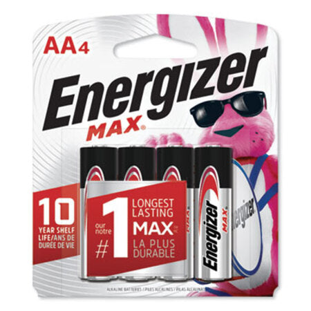 Energizer® MAX Alkaline AA Batteries, 1.5 V, 4/Pack - Pack of 1 - EVE-E91BP4-PK
