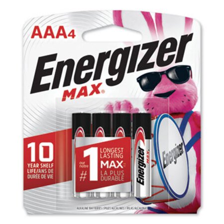 Energizer® MAX Alkaline AAA Batteries, 1.5 V, 4/Pack - Pack of 1 - EVE-E92BP4-PK