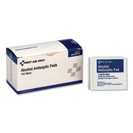 First Aid Only™ Alcohol Cleansing Pads, Dispenser Box, 100/Box - Box of 1 - FAO-H305-BX