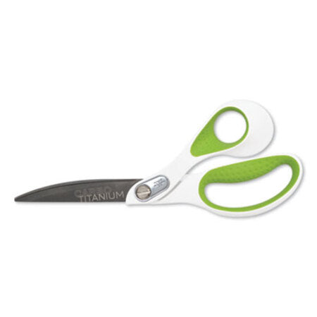 Westcott® CarboTitanium Bonded Scissors, 9" Long, 4.5" Cut Length, White/Green Bent Handle - Each - ACM-16445-EA