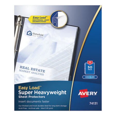 Avery® Top-Load Poly Sheet Protectors, Super Heavy Gauge, Letter, Nonglare, 50/Box - Box of 1 - AVE-74131-BX