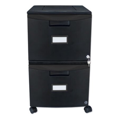Storex Two-Drawer Mobile Filing Cabinet, 2 Legal/Letter-Size File Drawers, Black, 14.75" x 18.25" x 26" - Each - STX-61312B01C-EA