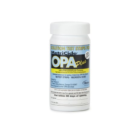 Metrex Research OPA Concentration Indicator MetriCide™ OPA Plus Pad 100 Test Strips Bottle Single Use - Case of 2 - 10-602-CS