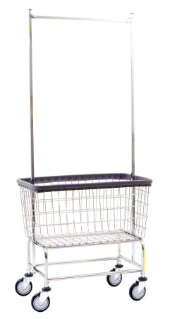 R & B Wire Products Laundry Cart with Double Pole Rack 100 lbs. Weight Capacity Steel Tubing 5 Inch Clean Wheel System™ Casters - Each - 200CFC56C-EA