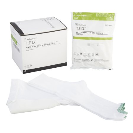 Cardinal Anti-embolism Stocking T.E.D.™ Thigh High X-Large / Regular White Inspection Toe - CT/6 - 3181LF-CT