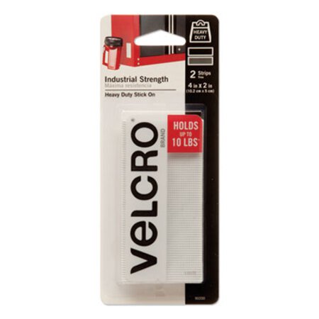 Velcro® Brand Industrial-Strength Heavy-Duty Fasteners, 2" x 4", White, 2/Pack - Pack of 1 - VEK-90200-PK