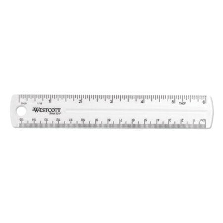 Westcott® Transparent Shatter-Resistant Plastic Ruler, Standard/Metric, 6" Long, Clear - Each - ACM-45016-EA