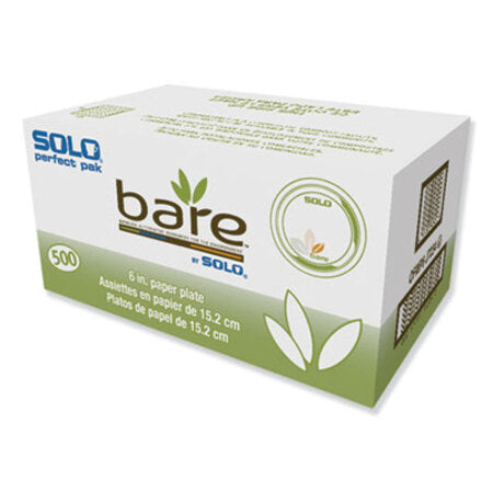 Solo® Bare Eco-Forward Paper Dinnerware Perfect Pak, Plate, 6" dia, Green/Tan, 125/Pack, 4 Packs/Carton - CT/1 - SCC-OFMP6J7234-CT