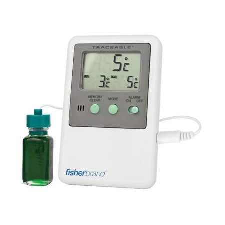PANTek Technologies LLC Digital Refrigerator / Freezer Thermometer with Alarm Fisherbrand™ Traceable® Fahrenheit / Celsius -58Â° to +158Â°F (-50Â° to +70Â°C) Bottle Probe Door / Wall Mount Battery Operated - Each - S66277-EA