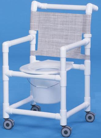 IPU Commode / Shower Chair ipu® Fixed Arms PVC Frame Mesh Backrest 20 Inch Seat Width 300 lbs. Weight Capacity - Each - SCC9250-EA