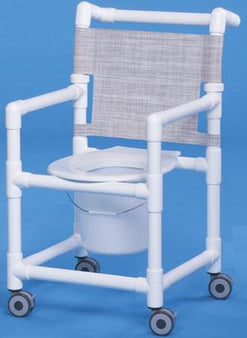 IPU Commode / Shower Chair ipu® Fixed Arms PVC Frame Mesh Backrest 20 Inch Seat Width 300 lbs. Weight Capacity - Each - SCC9250-EA