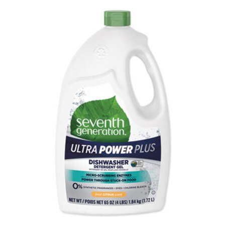 Seventh Generation® Natural Automatic Dishwasher Gel, Ultra Power Plus, Fresh Citrus, 65 oz Bottle - Each - SEV-22929-EA
