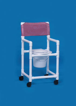 IPU Commode / Shower Chair Standard Fixed Arms PVC Frame Mesh Backrest 18 Inch Seat Width 300 lbs. Weight Capacity - Each - VL SC20 P TEAL-EA