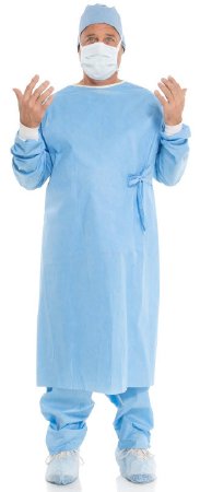 O&M Halyard Inc Non-Reinforced Surgical Gown Evolution 4 Large Blue NonSterile Disposable - Case of 40 - 79970-CS