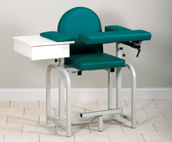 Clinton Industries Blood Drawing Chair with Drawer Lab X Series Extra Tall Single Adjustable Flip Up Armrest Cream - Each - 66022-EA
