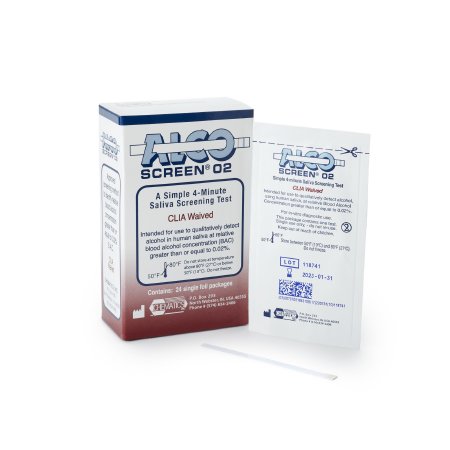 Abbott Rapid Dx North America LLC Drugs of Abuse Test Kit Alco-Screen® .02 Saliva Alcohol Test Alcohol Screen Saliva Sample 24 Tests CLIA Waived - Box of 24 - 56024-BX