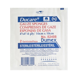 Gentell Gauze Sponge Ducare 4 X 4 Inch 2 per Pack Sterile 8-Ply Square - Box of 25 - 82408-BX