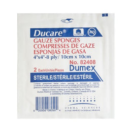 Gentell Gauze Sponge Ducare 4 X 4 Inch 2 per Pack Sterile 8-Ply Square - Case of 600 - 82408-CS