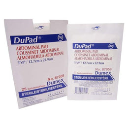 Gentell Abdominal Pad DuPad® 5 X 9 Inch 1 per Pack Sterile 1-Ply Rectangle - Box of 25 - 87059-BX