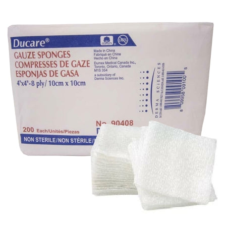 Gentell Gauze Sponge Ducare 4 X 4 Inch 200 per Pack NonSterile 8-Ply Square - Pack of 200 - 90408-PK