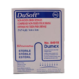 Gentell Drain Sponge DuSoft® 2 X 2 Inch Sterile 6-Ply - Box of 35 - 84918-BX