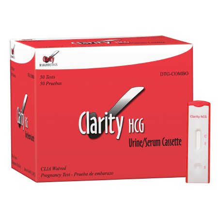 Clarity Diagnostics Reproductive Health Test Kit Clarity® Fertility Test hCG Pregnancy Test Serum / Urine Sample 50 Tests CLIA Waived for Urine / CLIA Moderate Complexity for Serum - Box of 1 - DTG-COMBO-BX