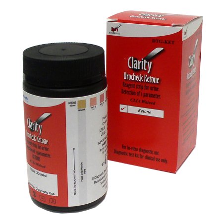 Clarity Diagnostics Reagent Test Strip Clarity® Ketone For Urinalysis 100 per Bottle - Box of 1 - DTG-KET-BX