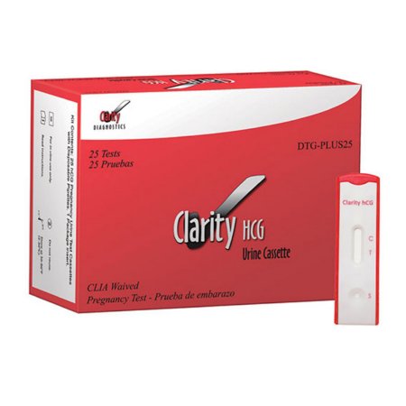 Clarity Diagnostics Reproductive Health Test Kit Clarity® Fertility Test hCG Pregnancy Test Urine Sample 25 Tests CLIA Waived - Box of 1 - DTG-PLUS25-BX