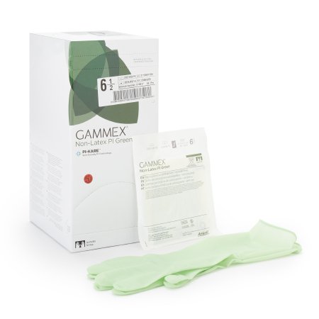 Ansell Surgical Glove GAMMEX® Non-Latex PI Green Size 6.5 Sterile Polyisoprene Standard Cuff Length Micro-Textured Light Green Chemo Tested - Box of 50 - 20685265-BX