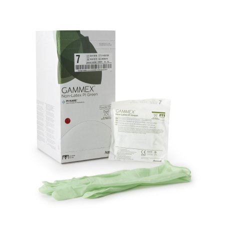 Ansell Surgical Glove GAMMEX® Non-Latex PI Green Size 7 Sterile Polyisoprene Standard Cuff Length Micro-Textured Light Green Chemo Tested - Box of 50 - 20685270-BX