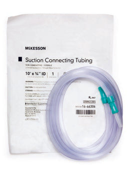 McKesson Suction Connector Tubing McKesson 10 Foot Length 0.25 Inch I.D. Sterile Female / Male Connector Clear Ribbed OT Surface PVC - Case of 50 - 16-66306-CS