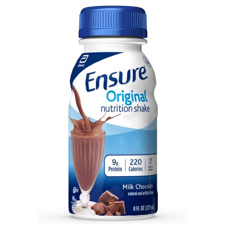 Abbott Nutrition Oral Supplement Ensure® Original Shake Milk Chocolate Flavor Liquid 8 oz. Bottle - Case of 24 - 57231-CS