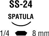 Medtronic MITG Nonabsorbable Suture with Needle Surgidac™ Polyester SS-24 1/4 Circle Center Point Spatula Needle Size 5 - 0 Braided - Box of 1 - D-1764K-BX