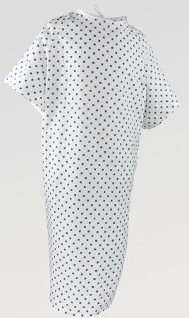 Standard Textile Patient Exam Gown Large Blue Print Reusable - DZ/12 - 76404430-DZ