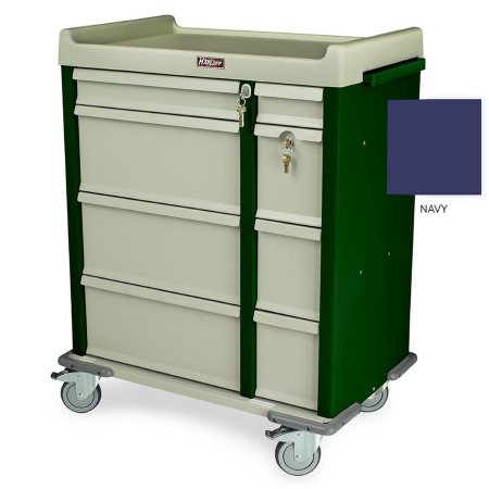 Harloff Punch Card Medication Cart OptimAL Line Aluminum 36 X 45.75 X 23.5 Inch Dark Blue 20.5 X 17 Inch Left Side, 6.25 X 17 Inch Right Side - Each - AL460PC-EA