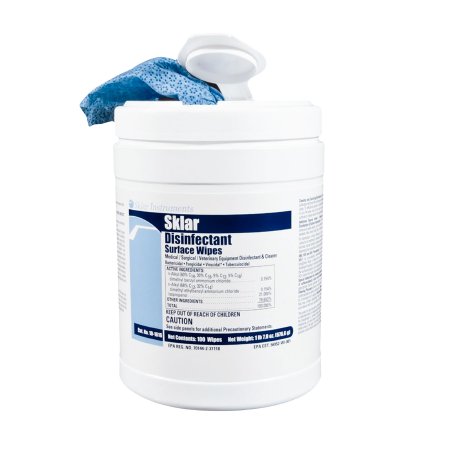 Sklar Sklar® Surface Disinfectant Cleaner Premoistened Alcohol Based Manual Pull Wipe 100 Count Canister Alcohol Scent NonSterile - CT/1 - 10-1616-CT