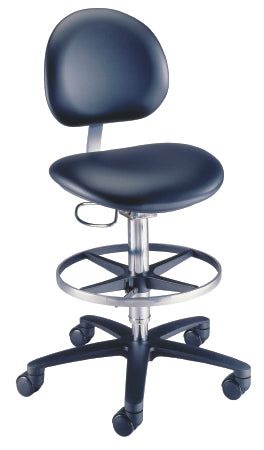 The Brewer Company Lab Stool Backrest Pneumatic Height Adjustment 5 Casters Graphite - Each - 21520B-SF73-EA