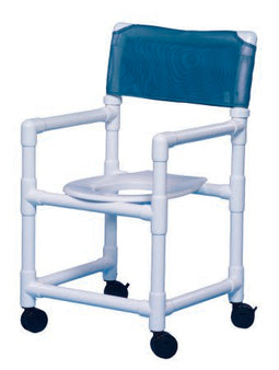 IPU Commode / Shower Chair Standard Fixed Arms PVC Frame Mesh Backrest 17-1/4 Inch Seat Width 300 lbs. Weight Capacity - Each - VL SC20 BLUE-EA