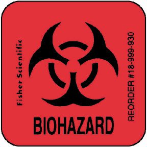 Fisher Scientific Pre-Printed Label Fisherbrand™ Warning Label Flourescent Red Paper Biohazard / Symbol Black Biohazard 1 X 1 Inch - Each - 18999930-EA