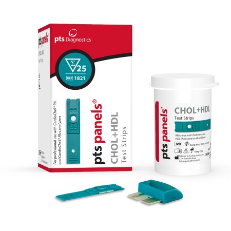 PTS Diagnostics Reagent Test Strip PTS Panels® Cardiac / Lipids / General Chemistry High-Density Lipoprotein (HDL) Cholesterol For Cardiochek PA Analyzer 25 Tests 25 Strips - VL/1 - 1821-VL