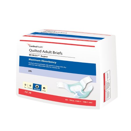 Cardinal Unisex Adult Incontinence Brief Wings™ Super 2X-Large Disposable Heavy Absorbency - Bag of 1 - 67093-BG