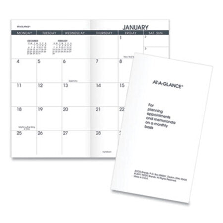 AT-A-GLANCE® Pocket Size Monthly Planner Refill, 6 x 3.5, White Sheets, 13-Month (Jan to Jan): 2023 to 2024 - Each - AAG-7090610-EA