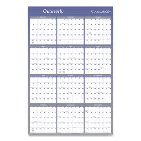 AT-A-GLANCE® Vertical/Horizontal Erasable Quarterly/Monthly Wall Planner, 24 x 36, White/Blue Sheets, 12-Month (Jan to Dec): 2023 - Each - AAG-A1102-EA