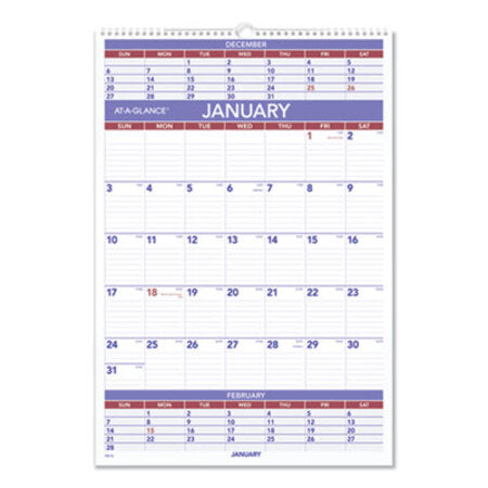 AT-A-GLANCE® Three-Month Wall Calendar, 15.5 x 22.75, White Sheets, 12-Month (Jan to Dec): 2023 - Each - AAG-PM628-EA