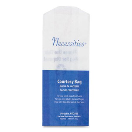Hospeco® Feminine Hygiene Convenience Disposal Bag, 3" x 7.75", White, 500/Carton - CT/1 - HOS-NEC500-CT