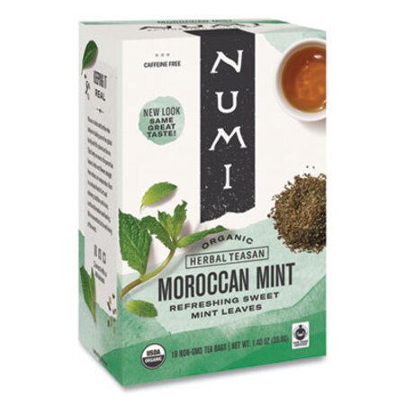 Numi® Organic Teas and Teasans, 1.4 oz, Moroccan Mint, 18/Box - Box of 1 - NUM-10104-BX