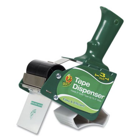 Duck® Extra-Wide Packaging Tape Dispenser, 3" Core, For Rolls Up to 3" x 54.6 yds, Green - Each - DUC-1064012-EA