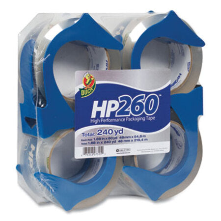 Duck® HP260 Packaging Tape with Dispenser, 3" Core, 1.88" x 60 yds, Clear, 4/Pack - Pack of 1 - DUC-0007725-PK